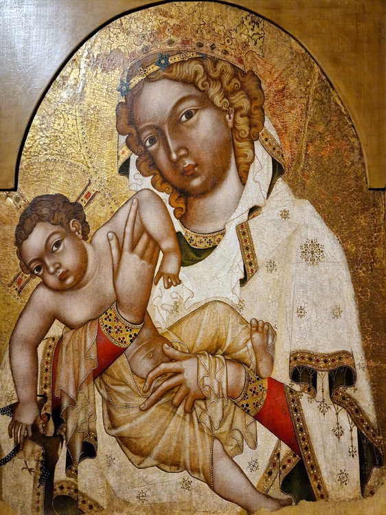 Gotische Strahov-Madonna met Kind op een gouden achtergrond