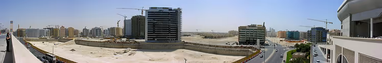 Panorama over utbyggingen av Al Barsha-distriktet i Dubai