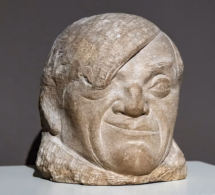 Stenen portret van Picasso door beeldhouwer Gargallo