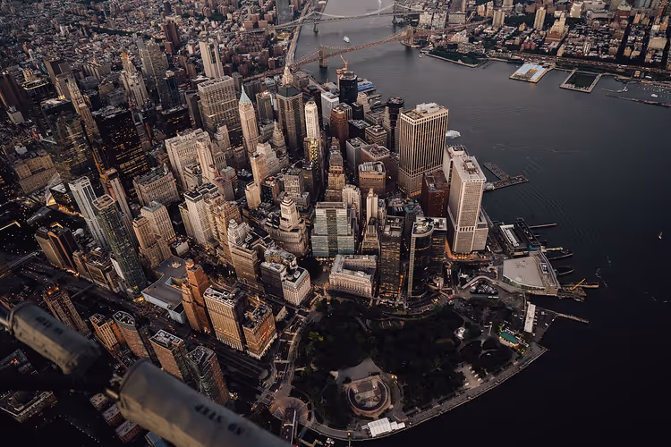 Lower Manhattan vanuit een helikopter