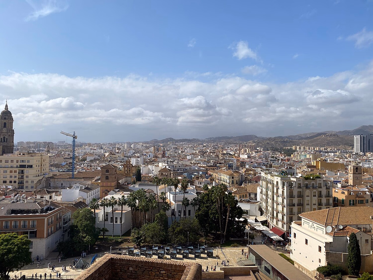 Panorama von Málaga von der Festung Alcazaba