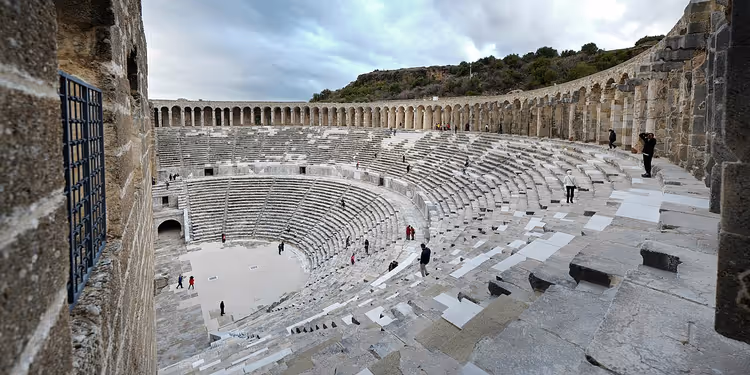 Antikes Theater von Aspendos im Winter
