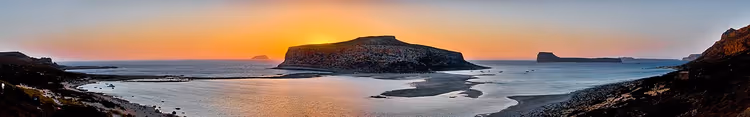Solnedgang over Balos-bukten og Gramvousa-øya
