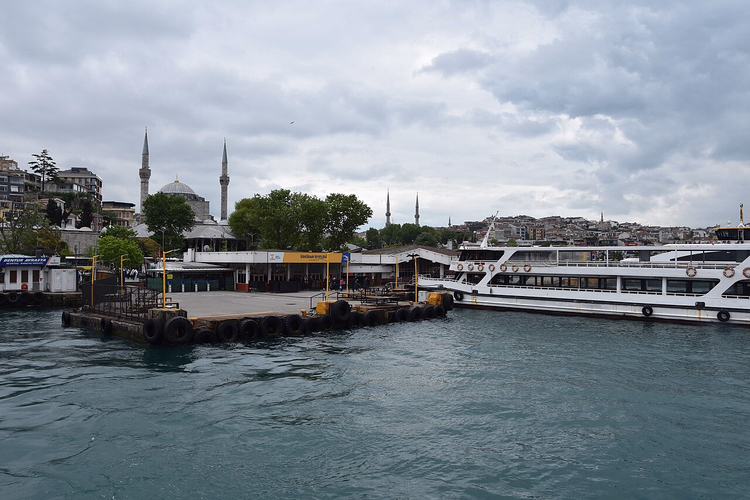 Üsküdar ferry pier and minarets on the Bosphorus shore