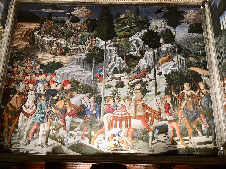Fresco van de Stoet van de Wijzen van Benozzo Gozzoli in de kapel