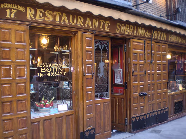 Fasaden til restauranten Sobrino de Botin i Madrid
