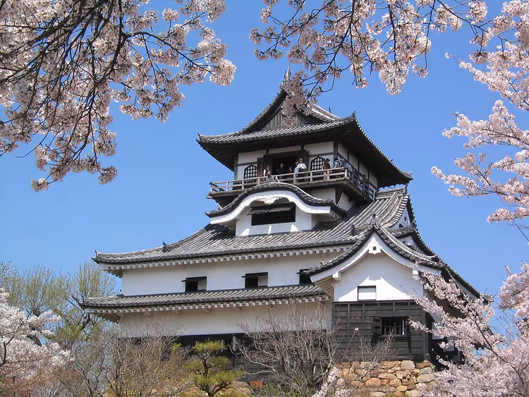 Bir tepede Inuyama Kalesi
