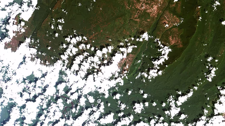 Vista de satélite do Tepui Guaiquinima na Venezuela
