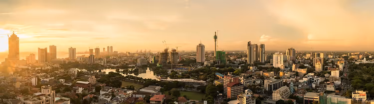 Panorama van Colombo bij zonsondergang, juli 2016