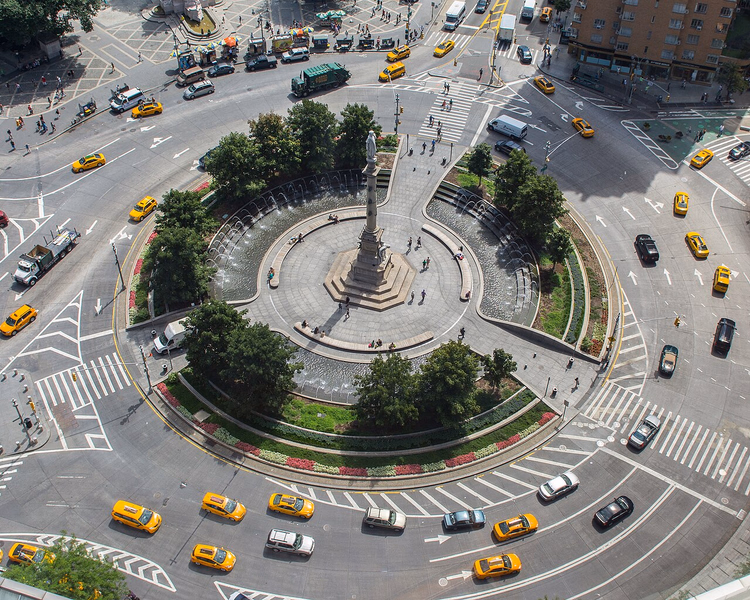 Sütunuyla Columbus Circle, havadan görünüm