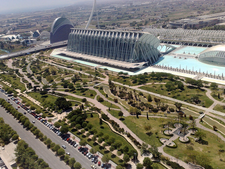 Jardins do Turia e a Cidade das Artes vistas de cima
