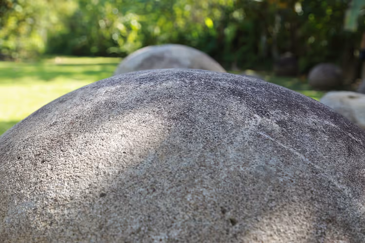 Costaricanske steinkuler på gress i en park