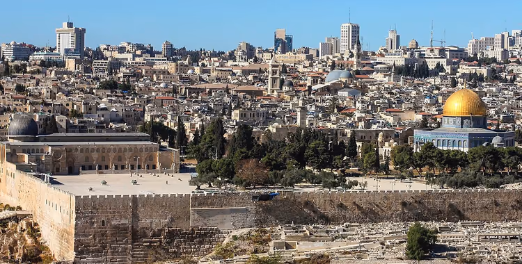 Panorama von Jerusalem mit dem Felsendom und der Al-Aqsa-Moschee