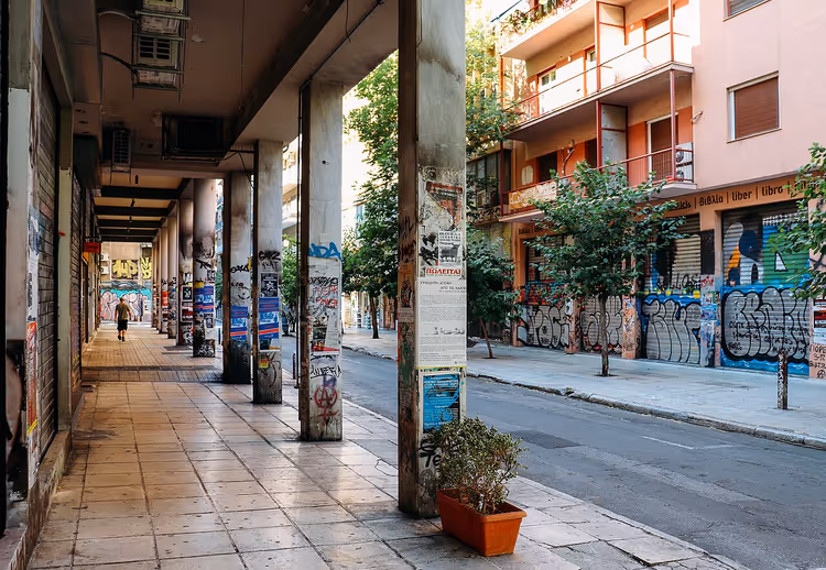 Straßen in Exarchia mit Streetart