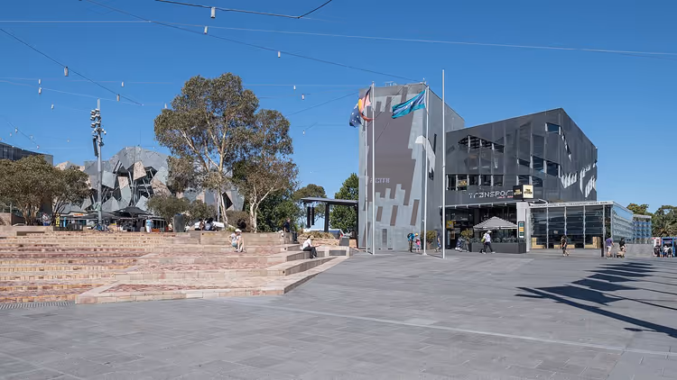 Federation Square in Melbourne, plein en gebouwen