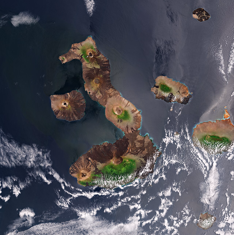 Uydu görüntüsünde Galapagos Adaları