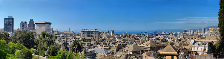 Luchtfoto van het historische centrum van Genua