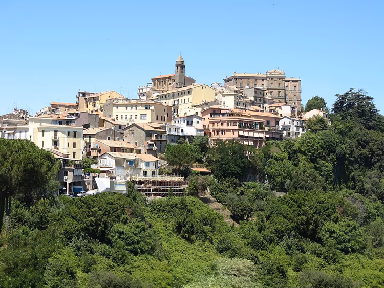 Panorama du vieux Genzano sur une colline verdoyante