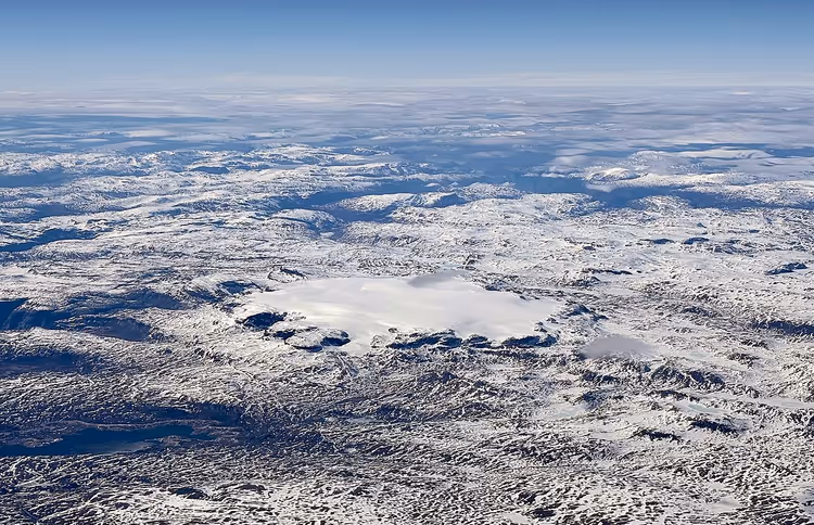 Norveç'teki Hardangerjøkulen buzulunun havadan görünümü