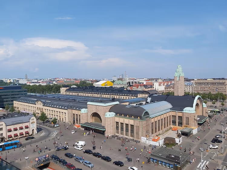 Centraal Station van Helsinki van bovenaf