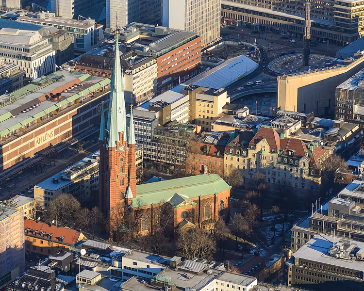 Sankta Klara kyrka sett ovenfra i Stockholm