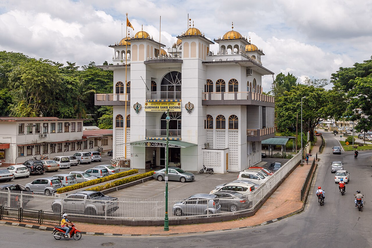 Gurdwara sikh dans une rue de Kuching
