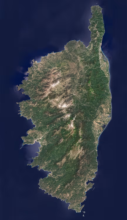Satellittbilde av Korsika fra verdensrommet