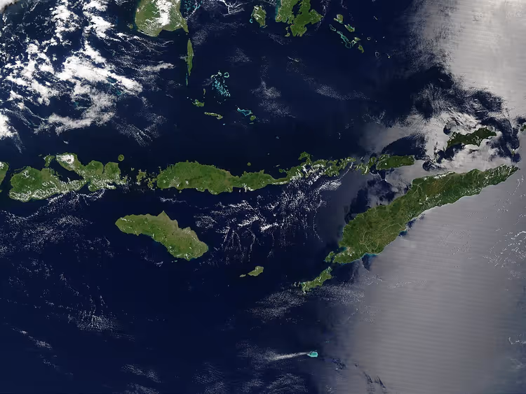 Satellietbeeld van de Kleine Soenda-eilanden, Indonesië