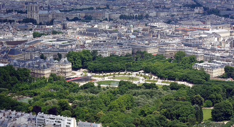 Yukarıdan Lüksemburg Bahçesi, Paris panoraması