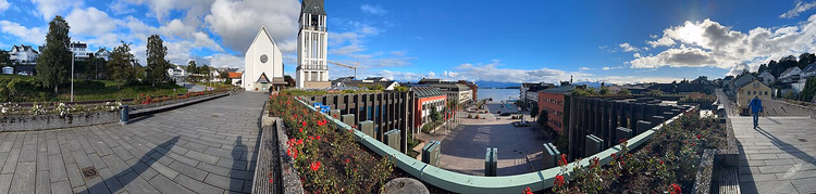 Katedral ve fiyortla merkez Molde panoraması