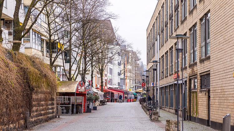 Fußgängerzone Mautgasse in Köln im Winter