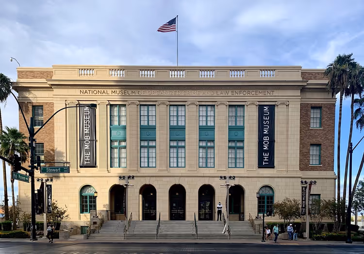 Gevel van het Mob Museum in Las Vegas
