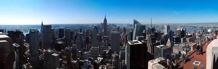 panorama over Manhattan fra utsiktsplattformen på Rockefeller Center