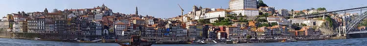 Panorama over Ribeira-stranden i Porto over Douro