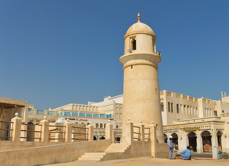 Minaret ved Souq Waqif-markedet i Doha