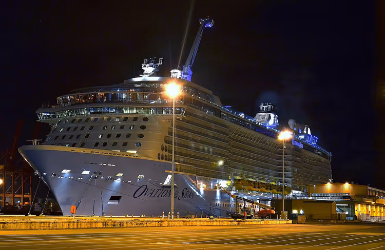 Geceleyin rıhtıma bağlı Ovation of the Seas