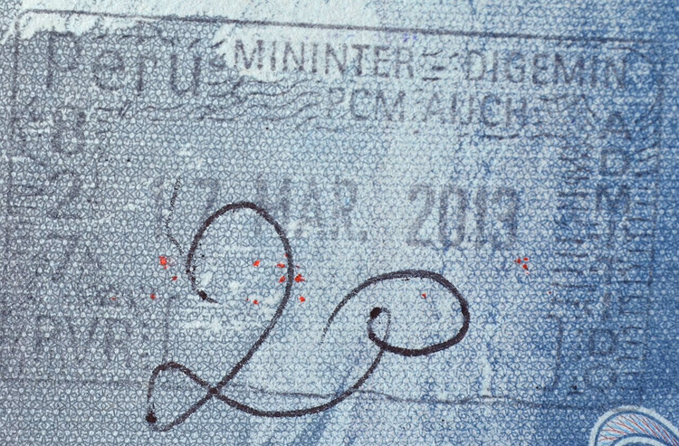 Innreisestempel fra Peru i et turistpass