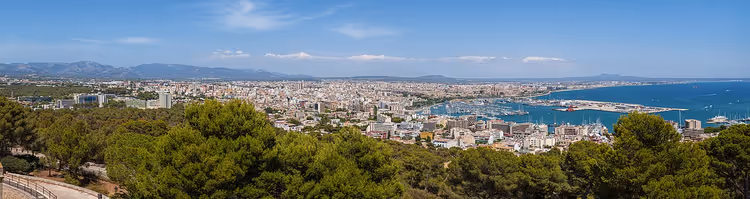 Panorama von Palma mit Dächern und Hafen