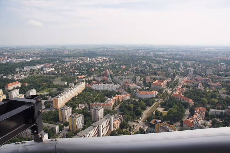 Panorama over Wrocław fra høyhuset Sky Tower