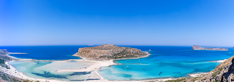 Türkisfarbene Lagune von Balos und Kap Tigani von oben