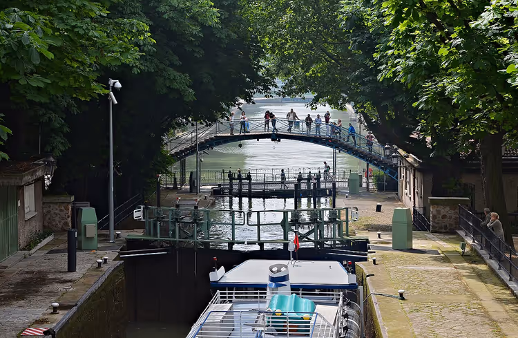 Canal Saint-Martin mit Fußgängerbrücken