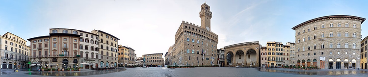 Panorama over Piazza della Signoria med Palazzo Vecchio