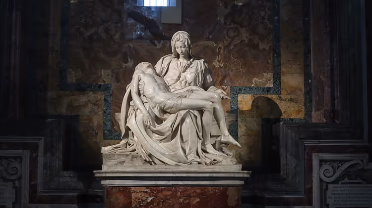 Michelangelo'nun Pietà'sı: Meryem'in İsa'nın bedenini tutuşu