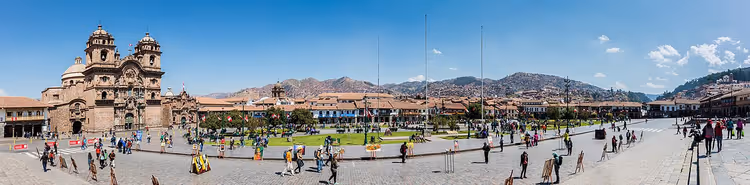 Panoramautsikt over Plaza de Armas i Cusco