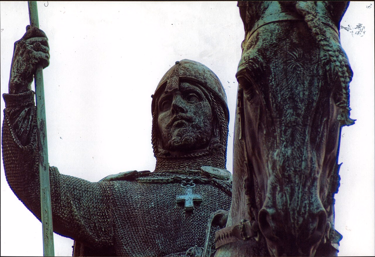 Mızraklı bronz Aziz Wenceslas, yakın çekim
