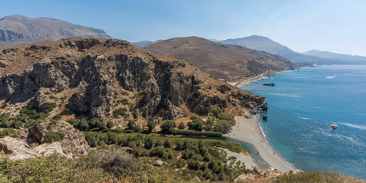 Palmenstrand von Preveli auf Kreta von oben