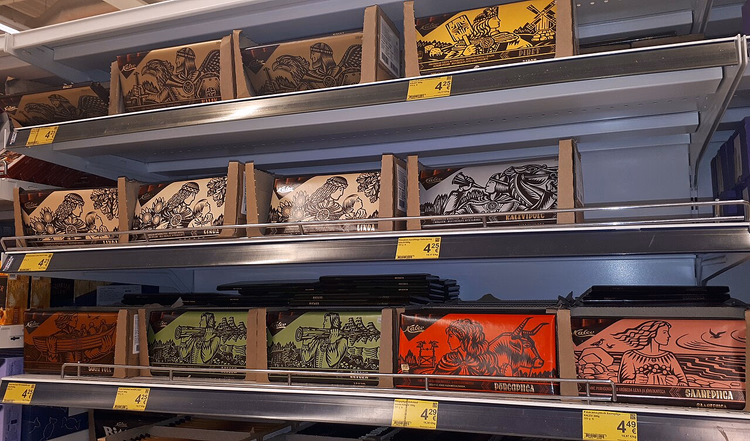Kalev chocolade met Estse ontwerpen op winkelrekken