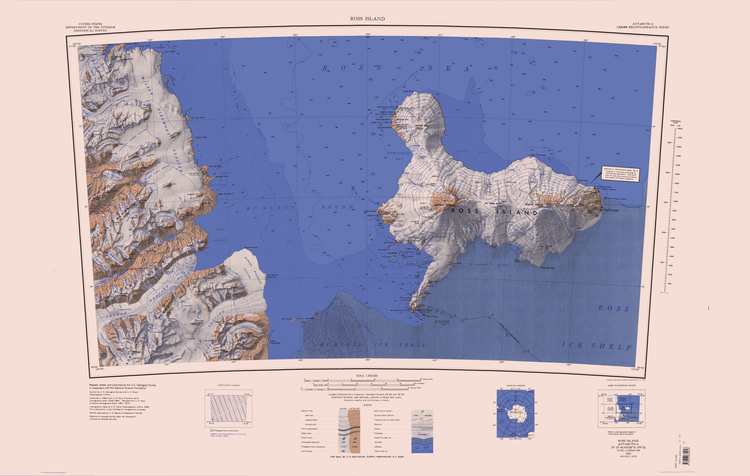 Topografisk kart over Ross Island og McMurdo Sound