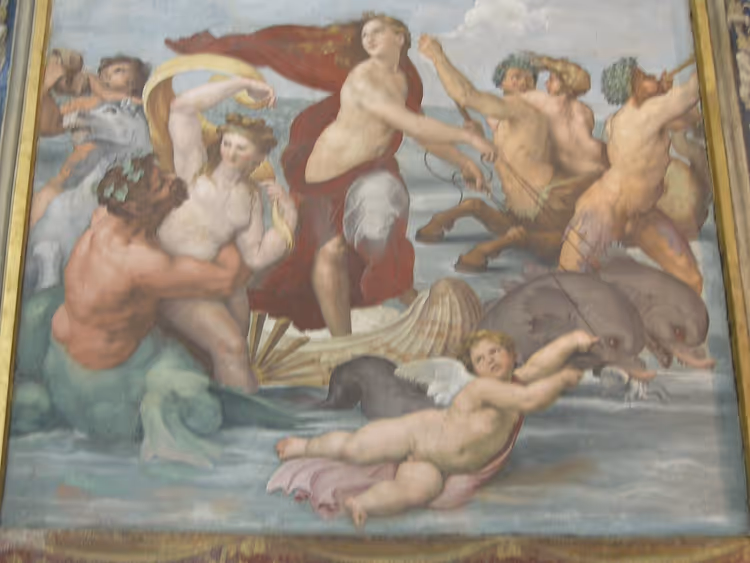 Deniz arabasında Galatea'nın yer aldığı Galatea'nın Zaferi freski