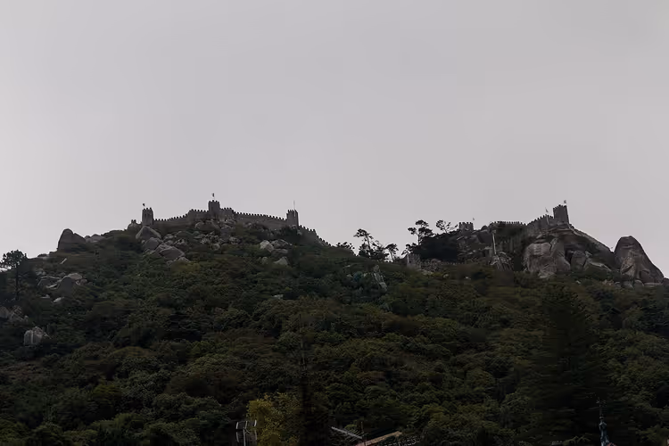 Fortmuur op een beboste heuvel in Sintra